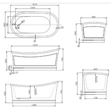 Ritz 1676mm Acrylic Freestanding Bath